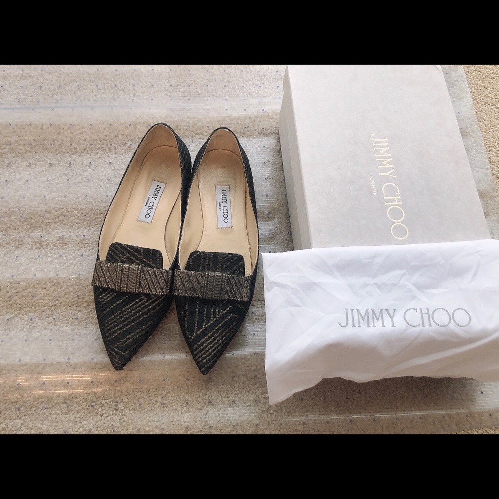 Jummy Choo Gala Flats 39.5 Black/Gold
